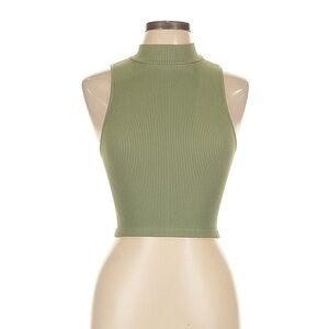 Zara Mock Neck Crop Tank in Green